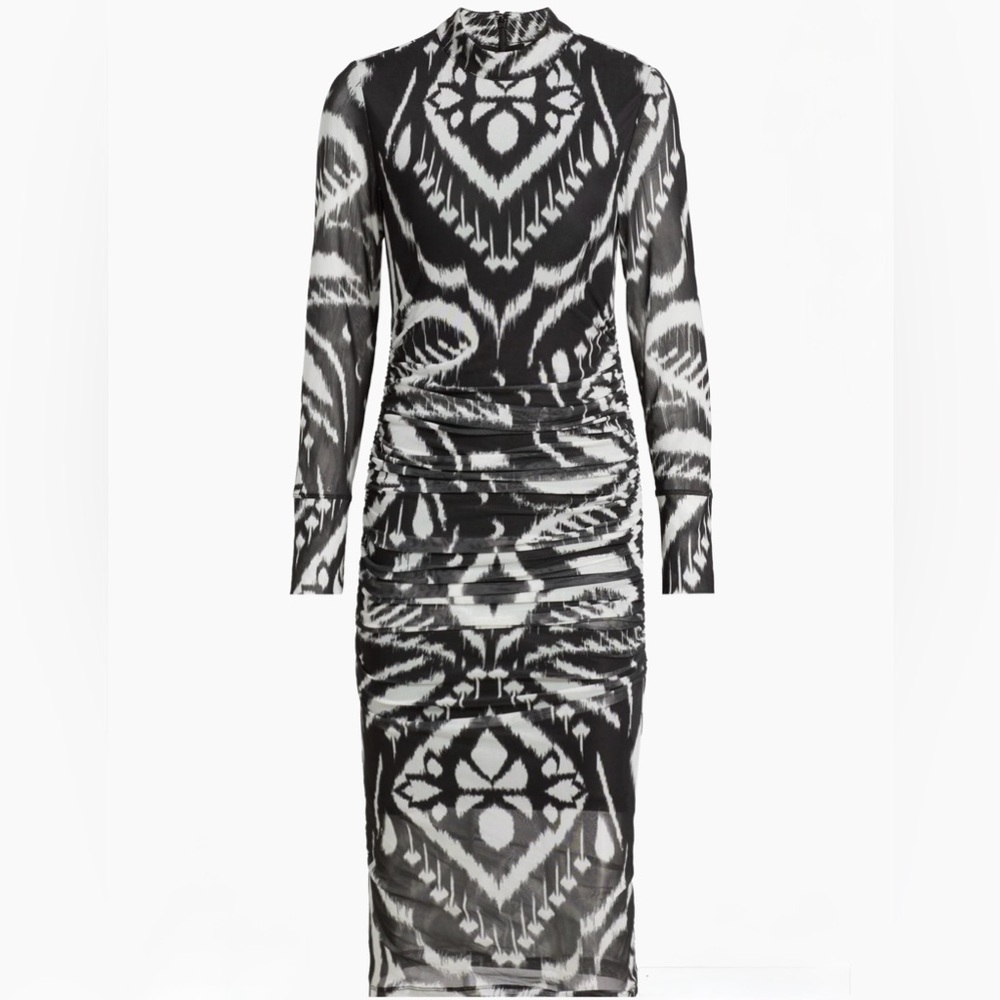 Farm Rio Ikat Ruched Tulle Midi-Dress - size XSmall - NWT - Picture 2 of 14